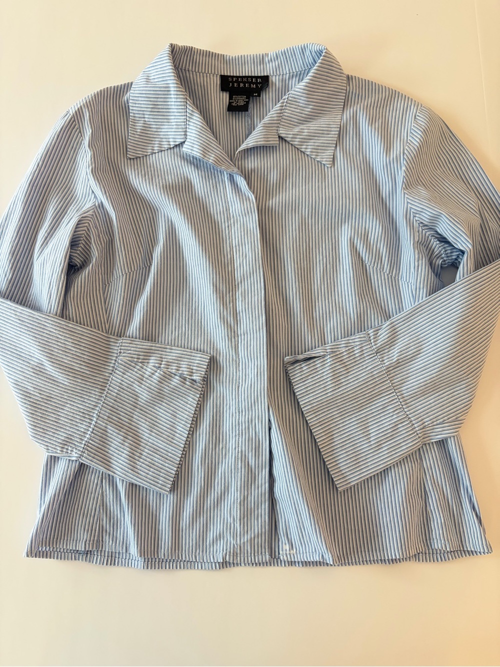 Spenser Jeremy women’s blue white striped button down blouse